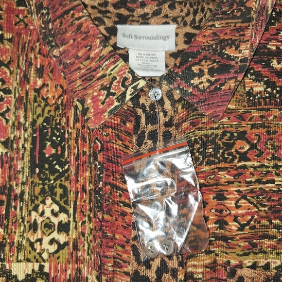 NWOT Soft Surroundings Leopard Mixed Pattern Button Down Shirt 1X Long Sleeve - Picture 5 of 7